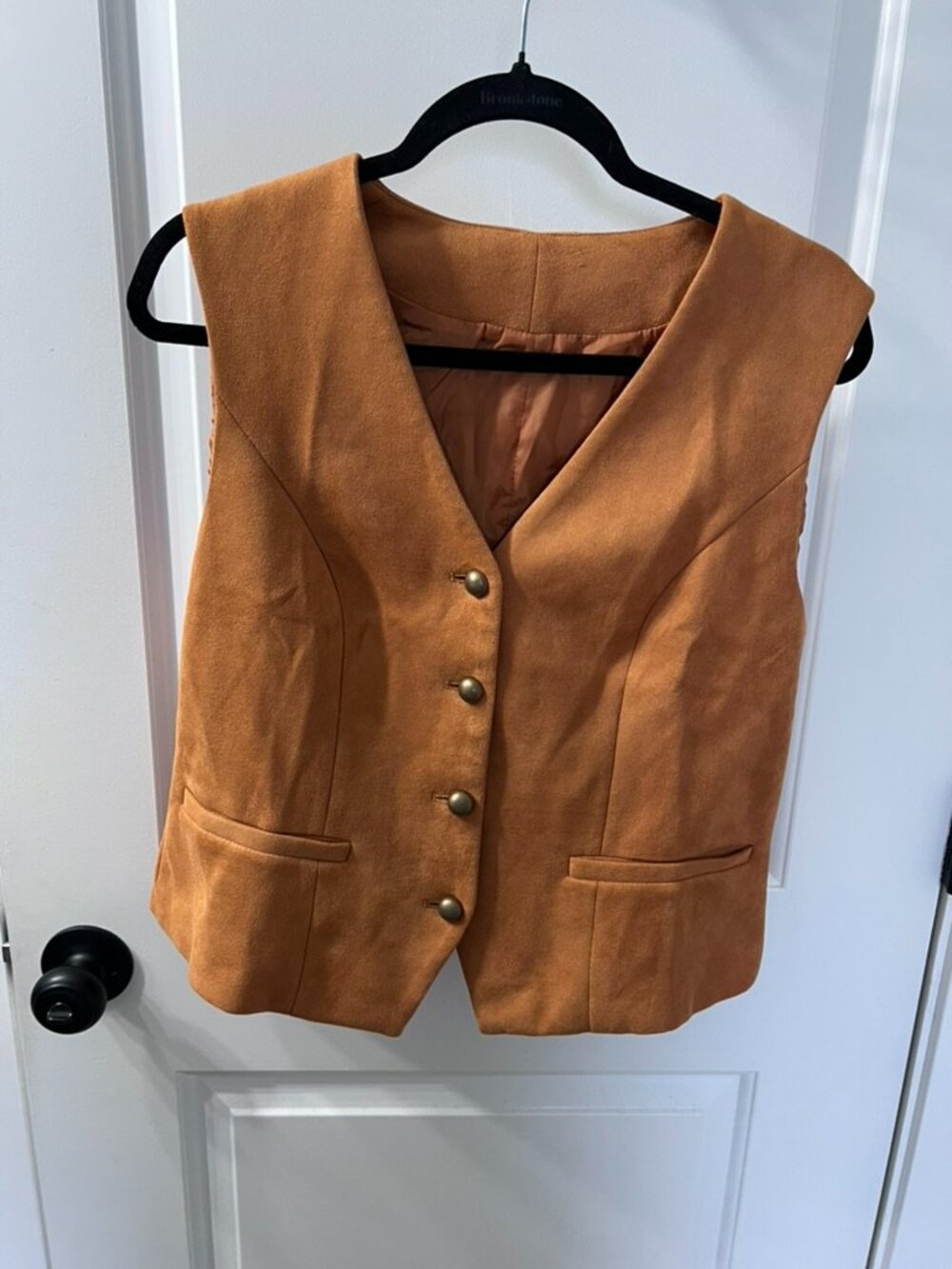 Persimmon Orange Faux Suede Vest Women's M Western Boho